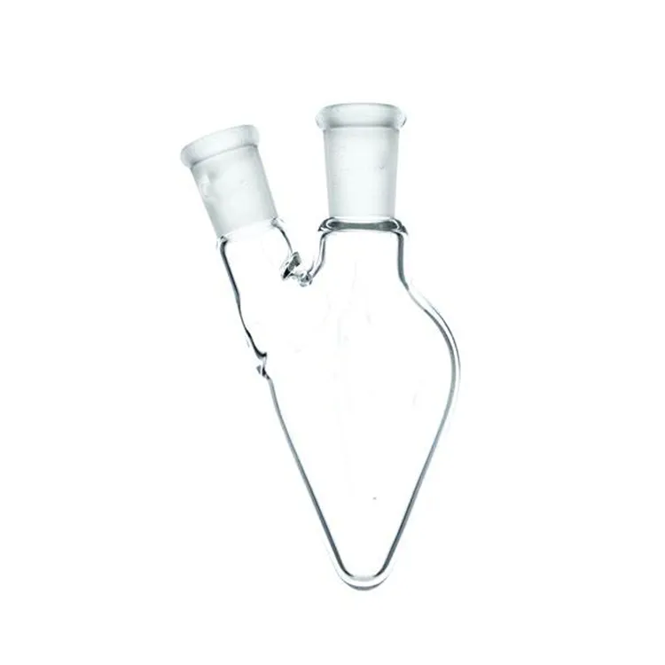 Bučka hruškaste oblike z brušenim grlom iz borosilikatnega stekla z dvema vratoma