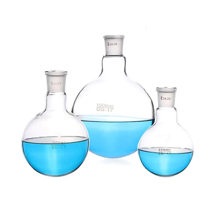 Standardna bučka za vrenje z okroglim dnom in kratkim vratom iz stekla Pyrex